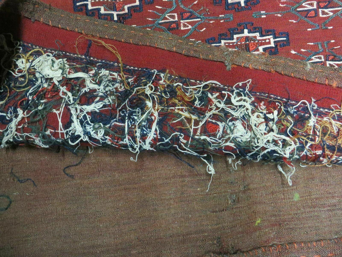45" X 32" Antique Handmade Bokhara Turkoman Yomud Chuval Wool Rug Soumak NICE - Jewel Rugs, view 9