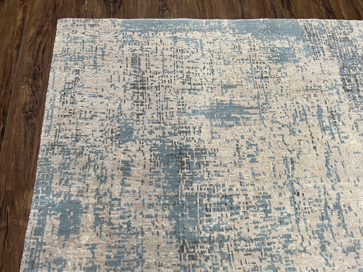 Modern Tibetan Rug 5x8 ft Light Blue and Gray Carpet, Contemporary Wool Rug, Handmade Nepali Rug, Raised Pattern, Tibet Area Rug, Nepal Rug - Jewel Rugs, view 7