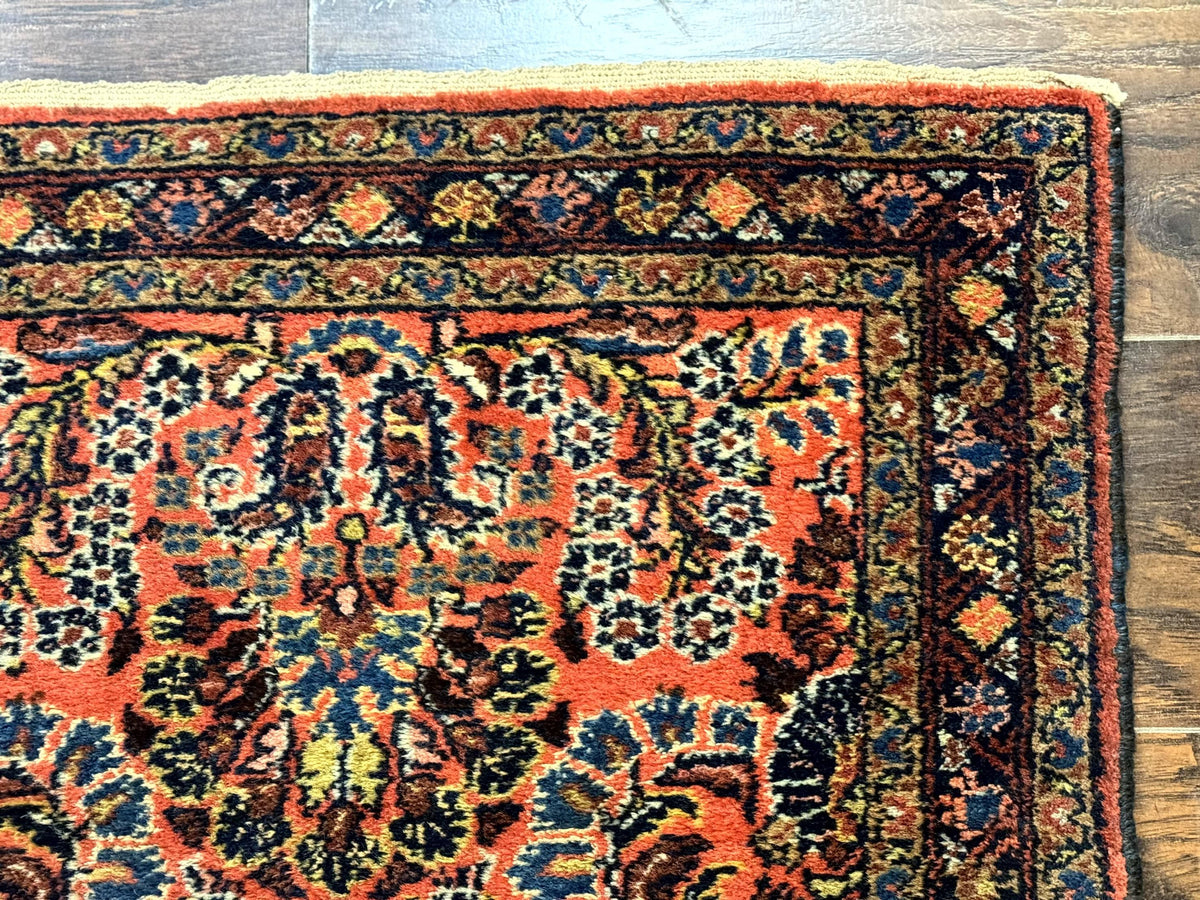 Antique Persian Lilihan Rug 2x4, Red, Floral, Wool, Handmade Lilian Persian Carpet - Jewel Rugs, view 8