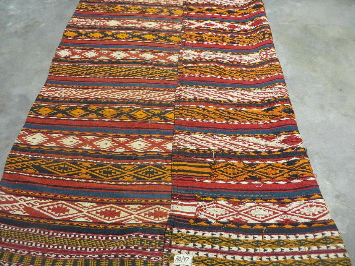 6' X 10' Antique 1930 Turkish Jajim Kilim Handmade Flat Weave Wool Rug Veg Dye - Jewel Rugs, view 11