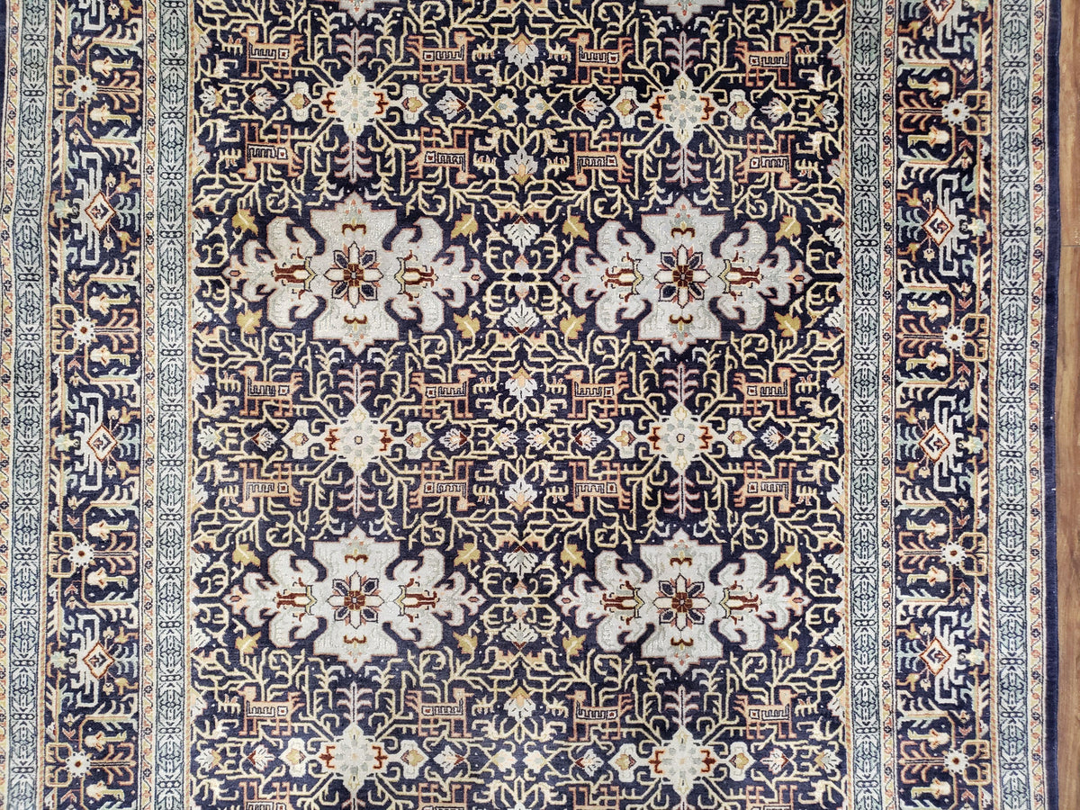 Persian Kashan Rug, Navy Blue, Hand-Knotted, Wool, 4' 8" x 7' 4", Pair A - Jewel Rugs, view 5