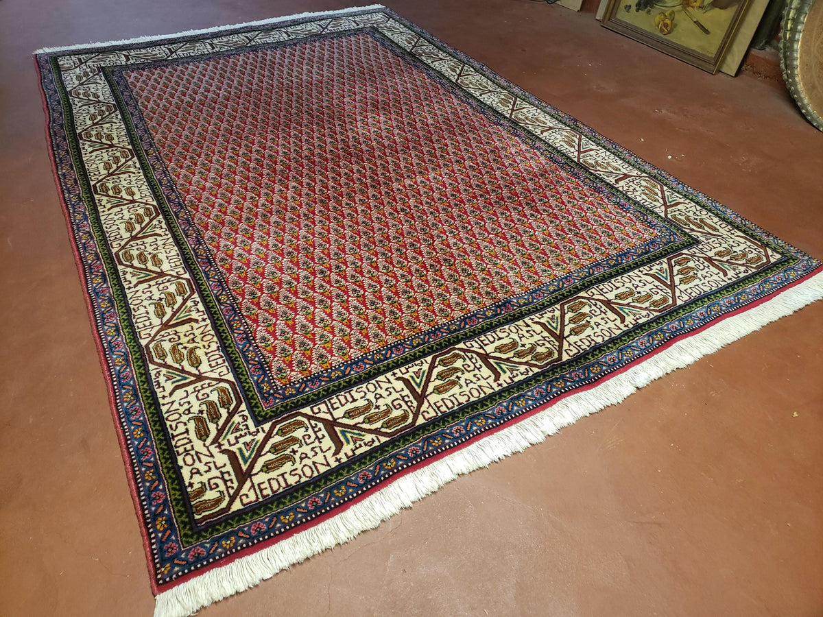 6x9 Finely Woven Turkish Tribal Rug, Boteh/Paisley Pattern, Red & Beige Area Rug, Vintage Wool Carpet, Entryway Rug, Hand-Knotted Foyer Rug - Jewel Rugs, view 2