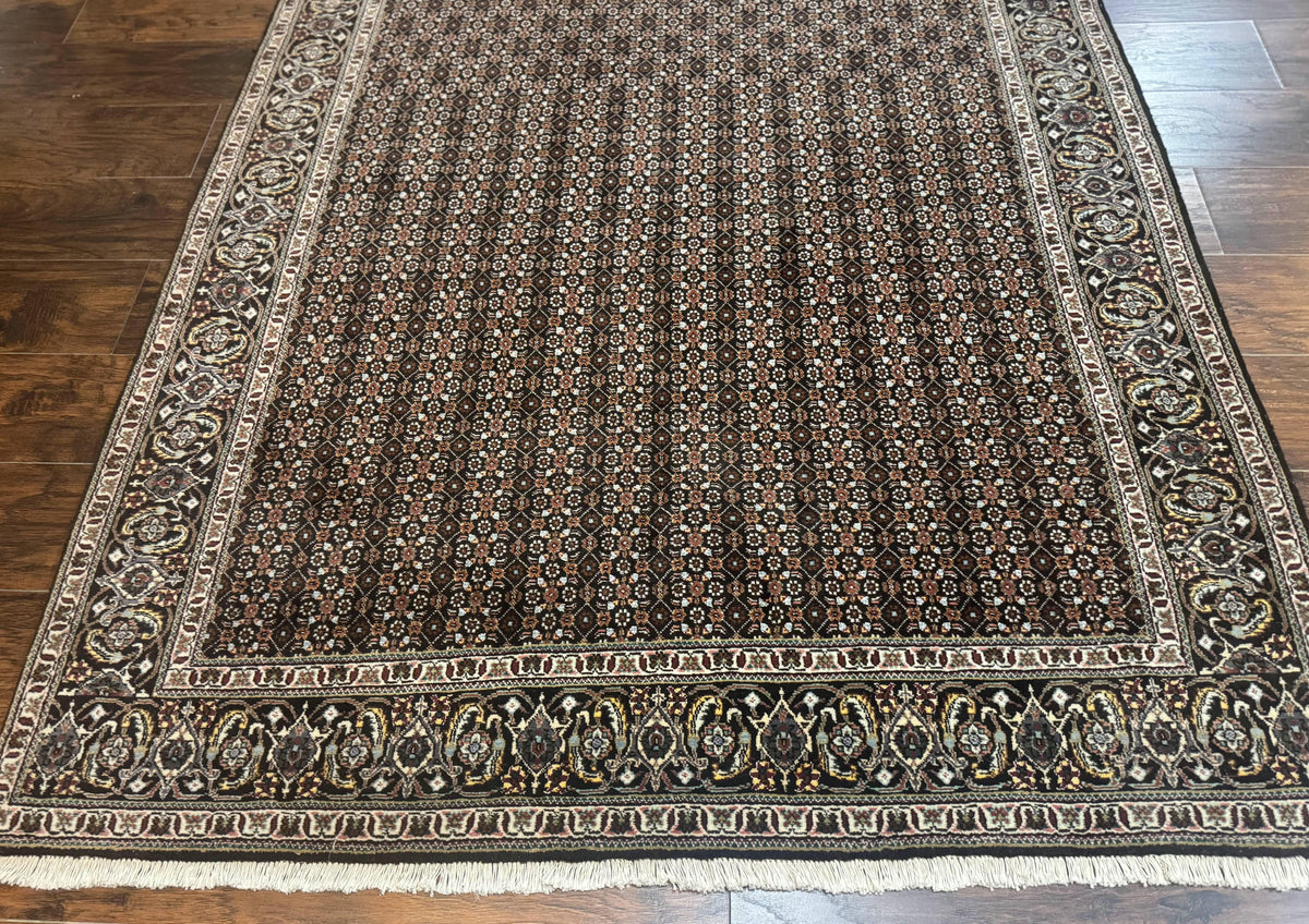 Persian Tabriz Rug 5x7, Black, Allover Pattern - Jewel Rugs, view 6