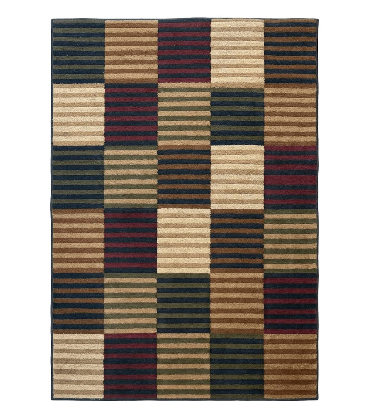 Vintage Power Loomed Rug 3.6 x 5, Brown Beige Black Tan, Box Design - Jewel Rugs