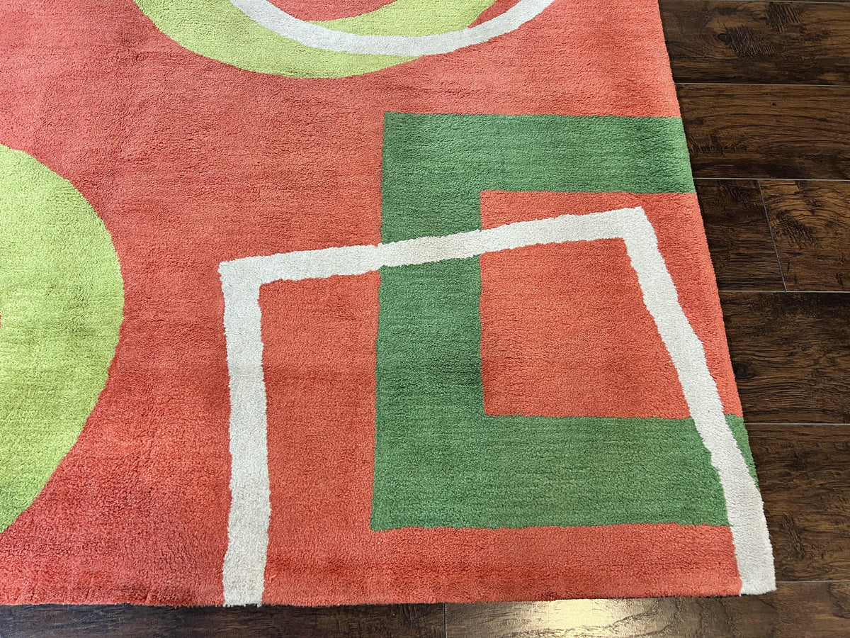Abstract Rug 6x9, Modern Contemporary Rug, Red-Orange Green - Jewel Rugs, view 10