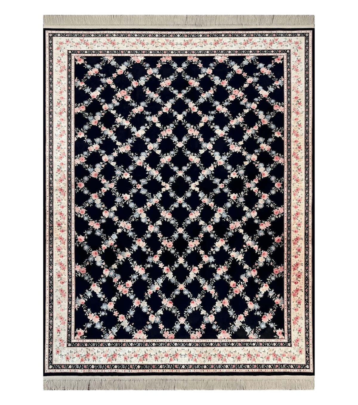 Karastan Rug 8.8 x 12, Garden of Eden #509/1270, Ebony Trellis, Vintage Discontinued Wool Pile Karastan Carpet - Jewel Rugs