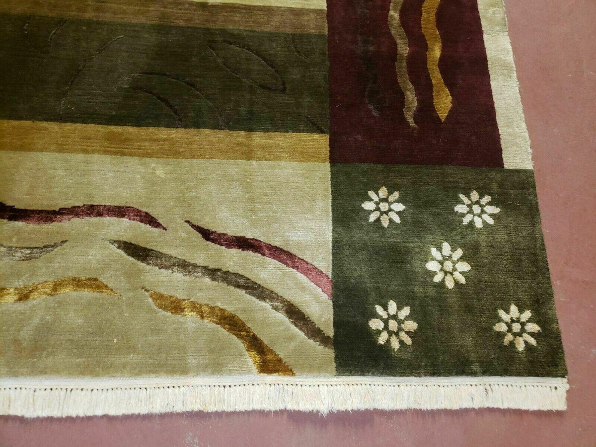 6' X 9' Modern Handmade Tibetan Nepal Wool & Silk Rug Decorative Abstract Gold - Jewel Rugs, view 9