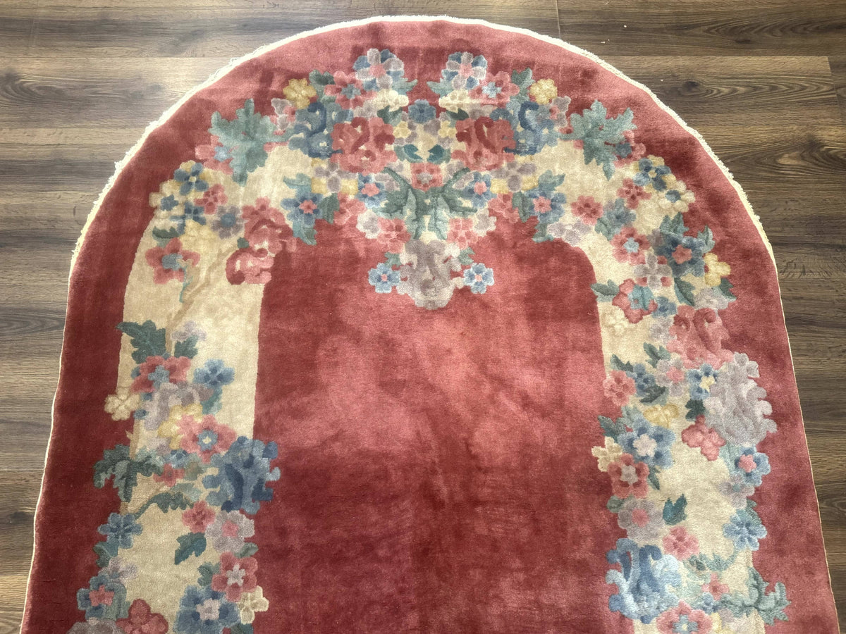 Oval Chinese Peking Rug 5x8, Pink, Floral, Vintage Chinese Wool Carpet - Jewel Rugs, view 3