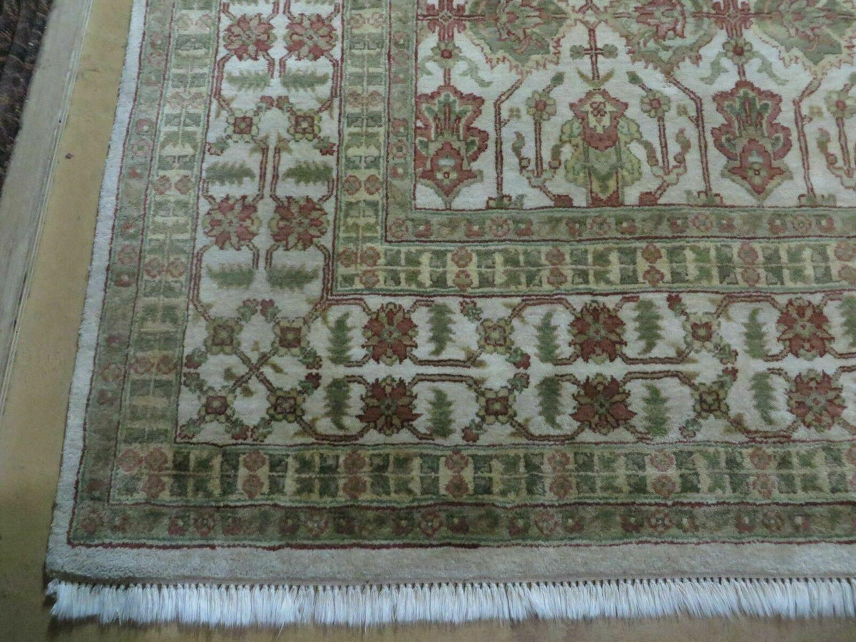 8' 5" X 12' Handmade India Agra Floral Oriental Wool Rug Tea Washed Carpet Nice - Jewel Rugs, view 8