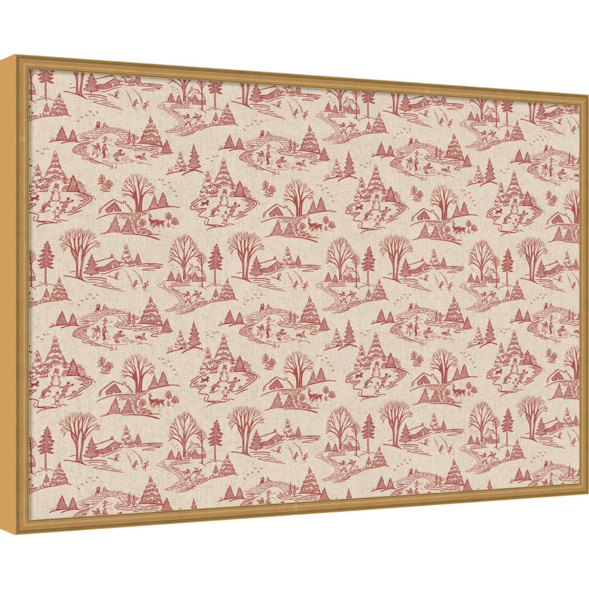 Kate and Laurel Framed Fabric Pinboard Wonderland Red Toile