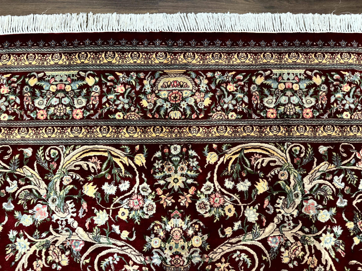Burgundy Persian Rug 8x10, Pak Persian Floral Carpet, Very Fine 300 KPSI - Jewel Rugs, view 3