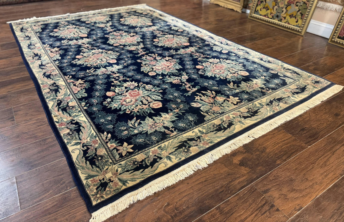 Sino Persian Rug 6x9, Navy Blue, Floral - Jewel Rugs, view 13