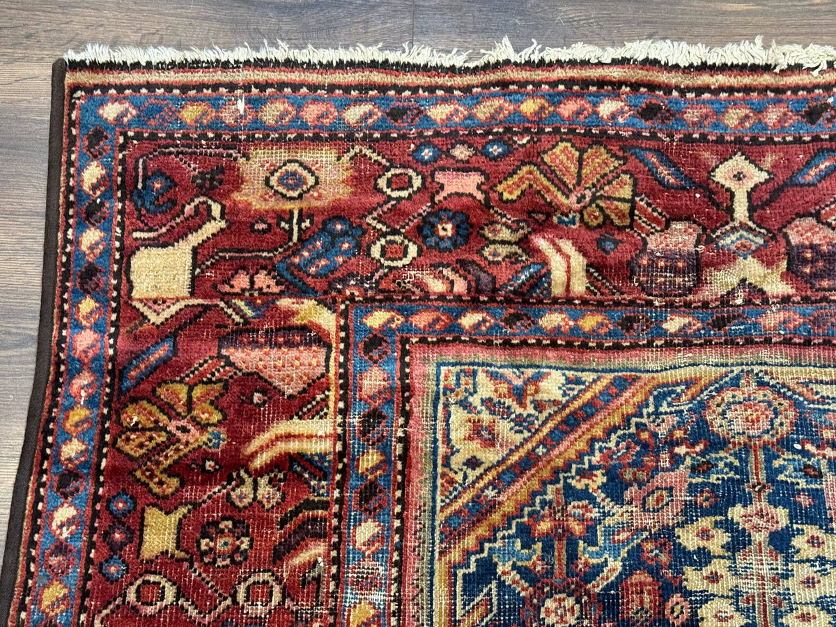 Antique Persian Rug 4x7, Blue and Red Malayer Carpet, Rare - Jewel Rugs, view 7