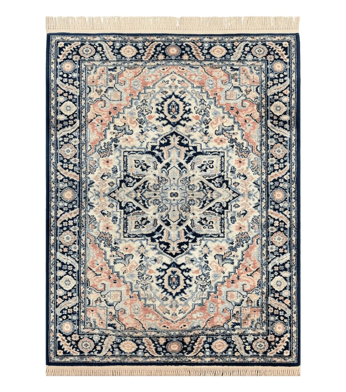 Karastan Blue Heriz Rug #748, Vintage Wool Karastan Carpet 4.3 x 6, Discontinued Original 700 Series Karastan Area Rug - Jewel Rugs