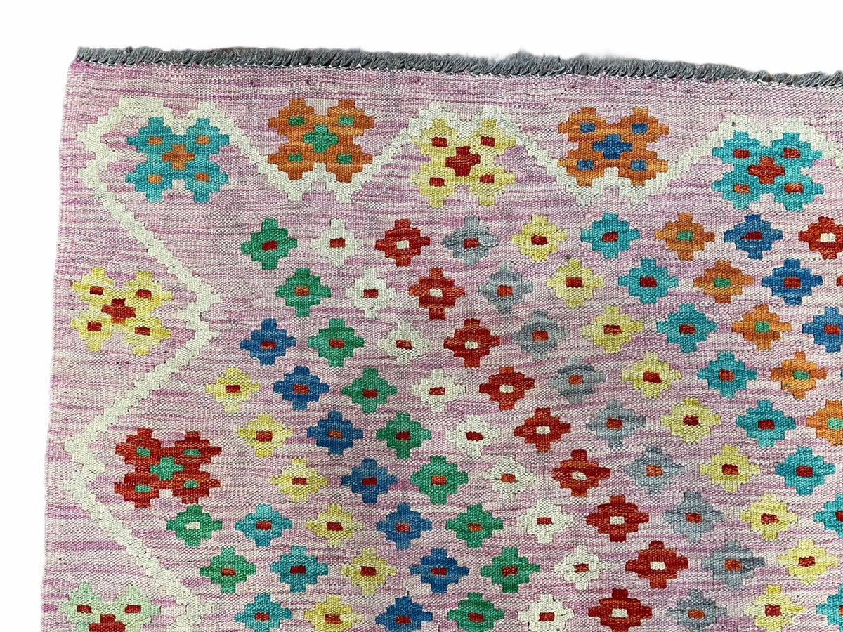 Pink Kilim Rug 6x8 Colorful Turkish Kilim Rug 6 x 8 Flat Weave Kilim Playful Kilim Multicolor Anatolian Chobi New Kilim - Jewel Rugs, view 8