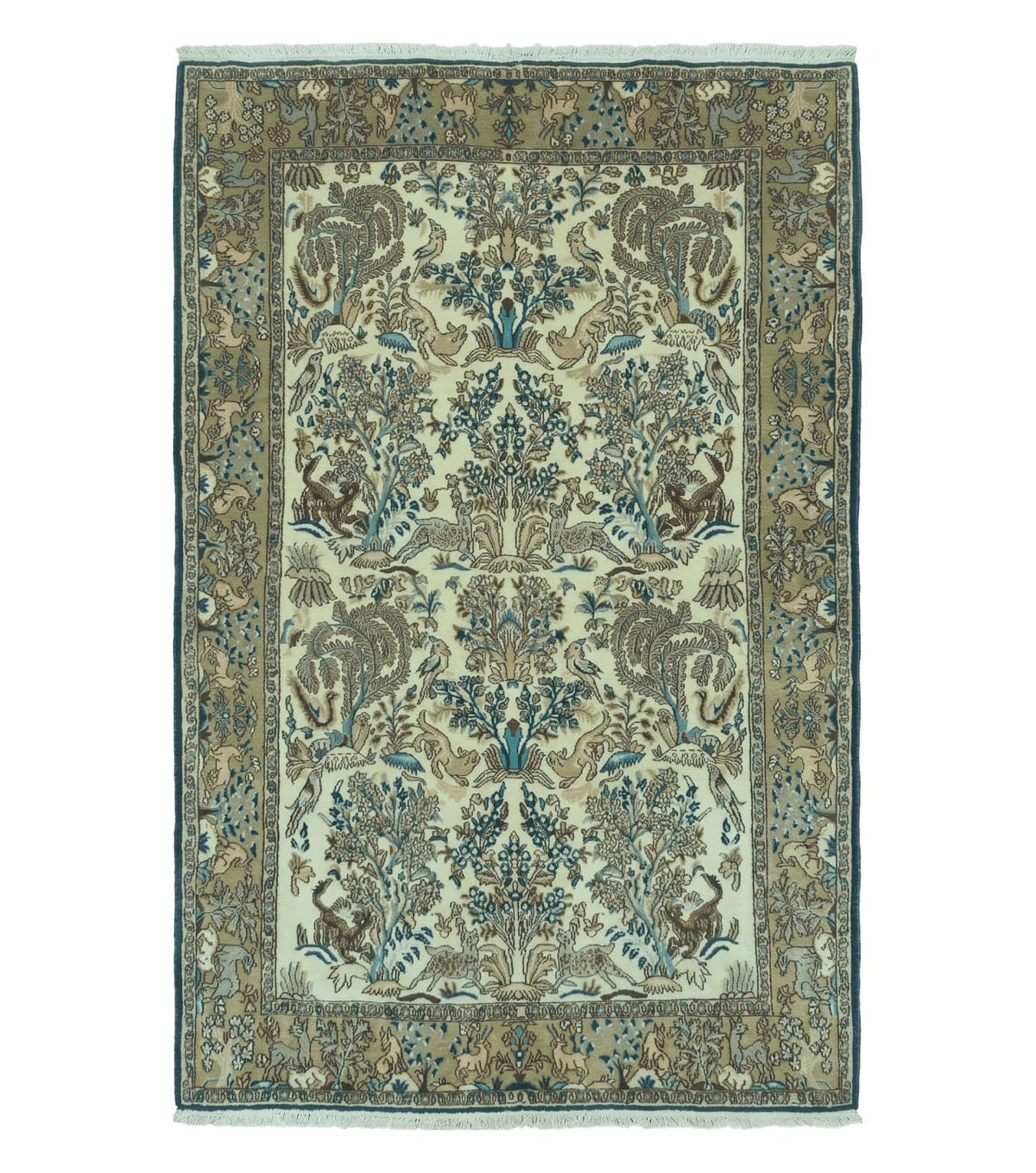 4' X 6 Handmade India Oriental Fine Pictorial Tree Of Life Wool Silk Rug Wow - Jewel Rugs