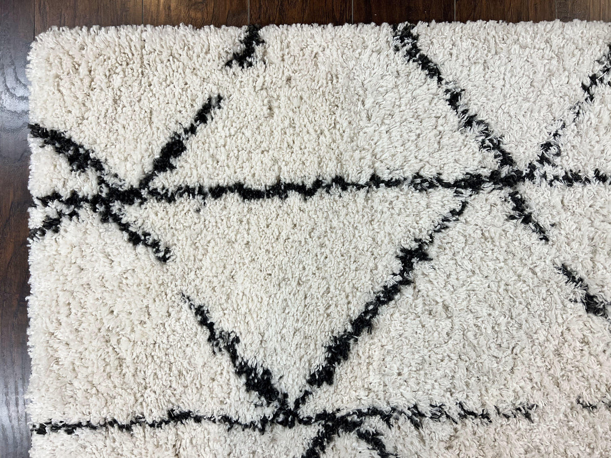 Modern Shag Rug 5x7, Ivory and Black Area Rug 5 x 7 ft - Jewel Rugs, view 7