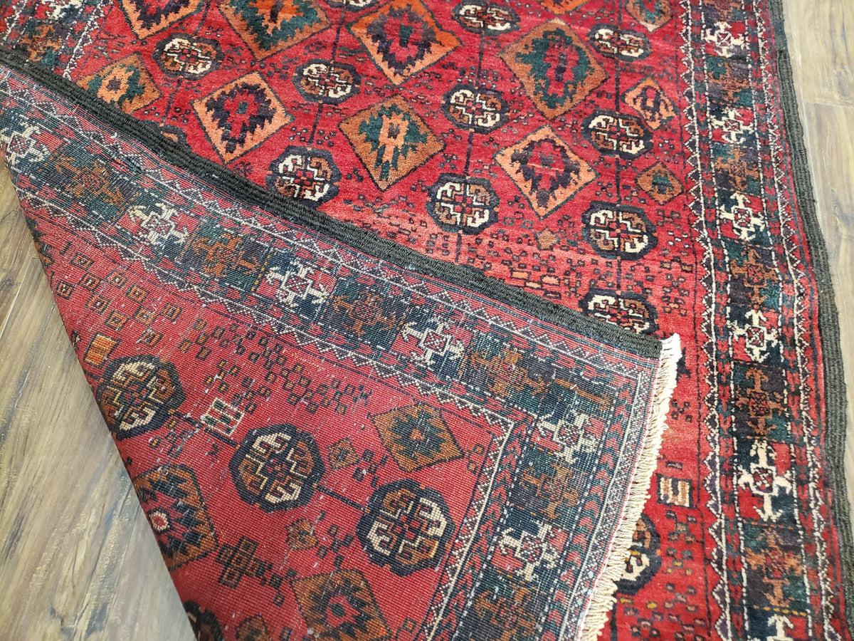 4 x 8 Handmade Baluch Afghan Turkoman Tribal Wool Rug Organic Dyes 8x4 Carpet - Jewel Rugs, view 10