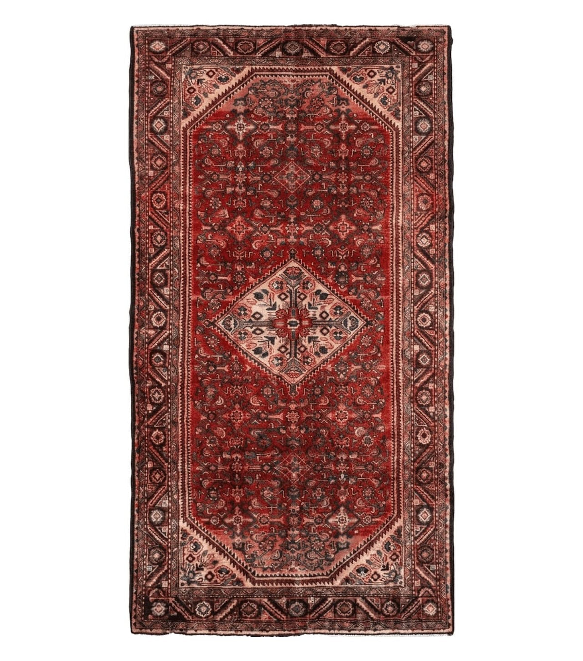 5' 6" X 10' Antique Handmade India Floral Oriental Wool Rug Veg Dyes Red Nice - Jewel Rugs