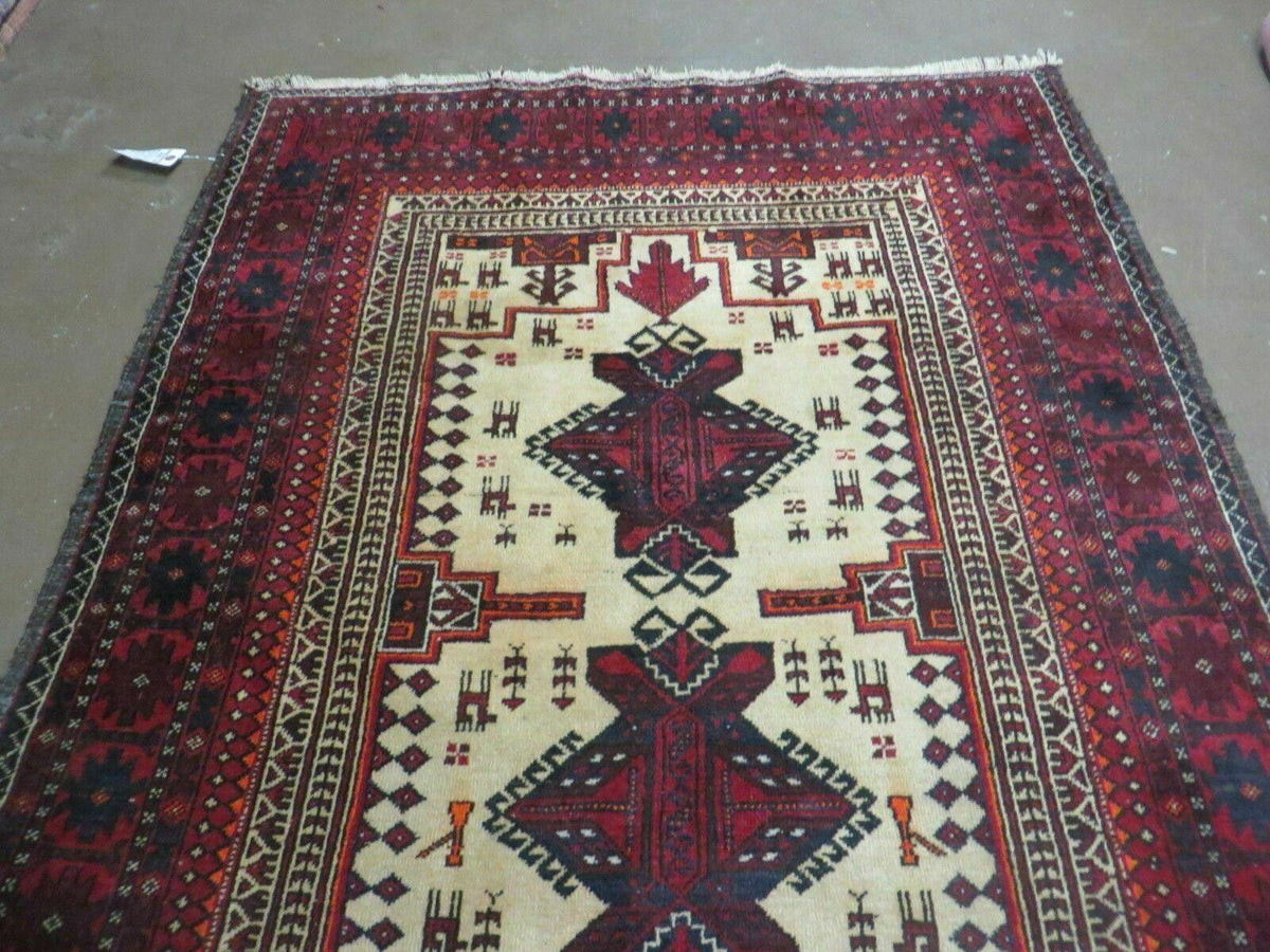 4' X 7' Vintage Handmade Pakistan Turkoman Bokhara Balouch Woven Wool Rug Nice - Jewel Rugs, view 11