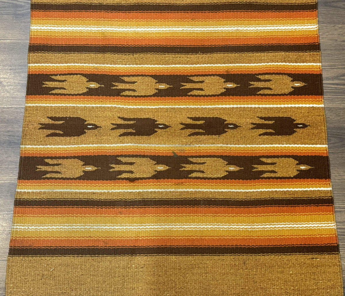 South American Rug Blanket 2.7 x 5.6, Wool, Handmade, Navajo Design, Orange Brown - Jewel Rugs, view 5