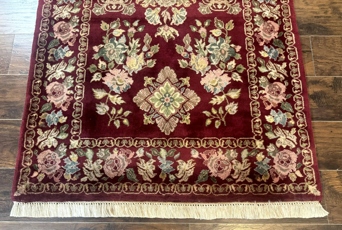 Indo Persian Kerman Rug 4x6, Burgundy, Floral - Jewel Rugs, view 6