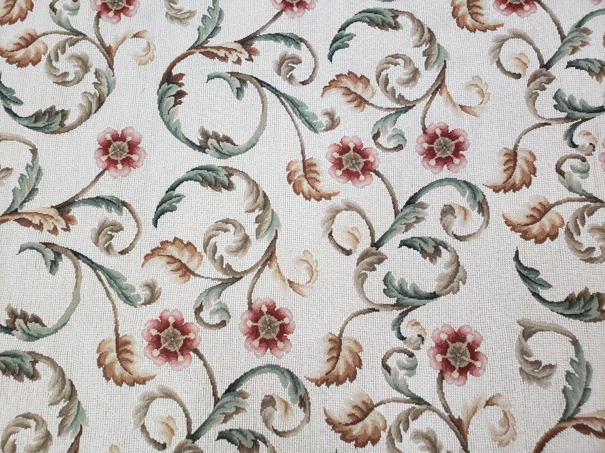 Needlepoint Rug 9x12, European Aubusson Design, Floral Allover Garden Pattern, New Needlepoint Area Rug, Ivory Rug, Hand Woven, Flatweave - Jewel Rugs, view 5