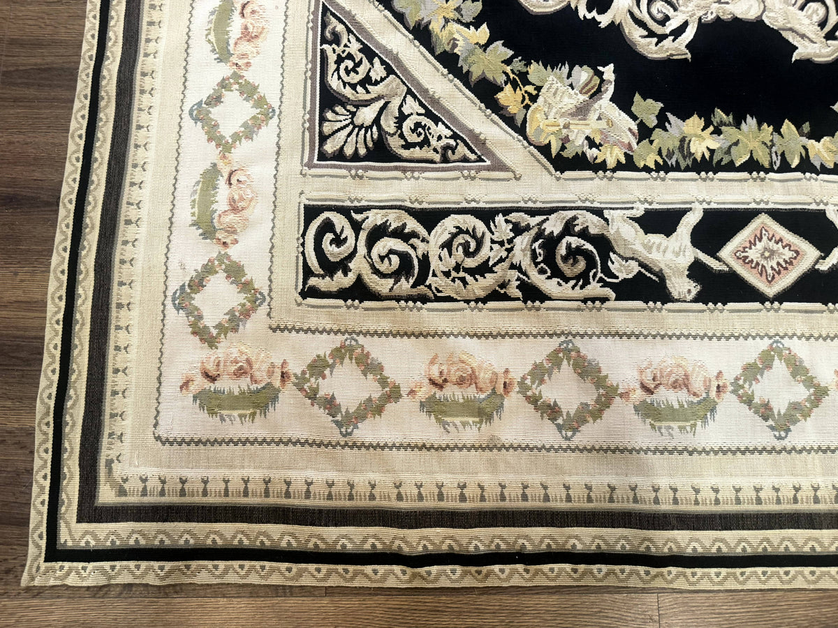 Aubusson Rug 6x8, European Design, Lion Pictorials, Black - Jewel Rugs, view 9