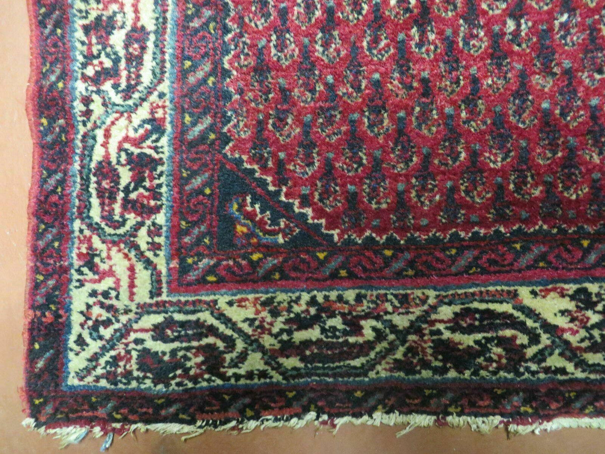 2.5' X 4' Vintage Handmade Indian Amritsar Wool Rug Paisley Design Red - Jewel Rugs, view 9