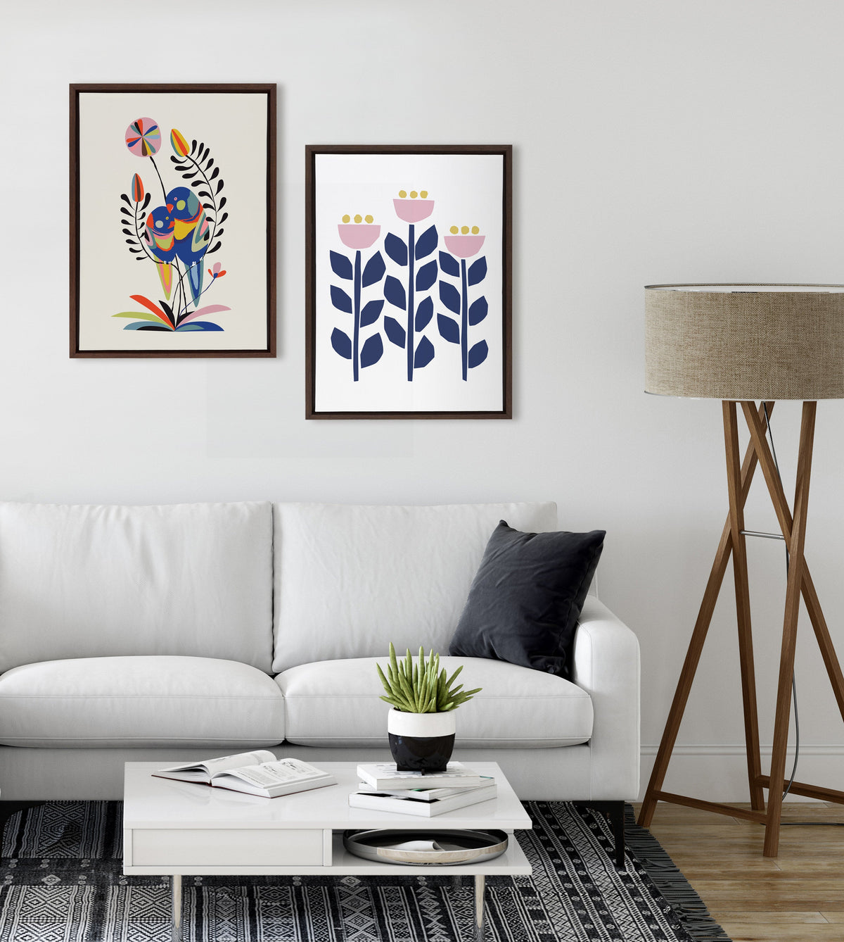 Sylvie Nordic Flowers Framed Canvas by Myriam Van Neste