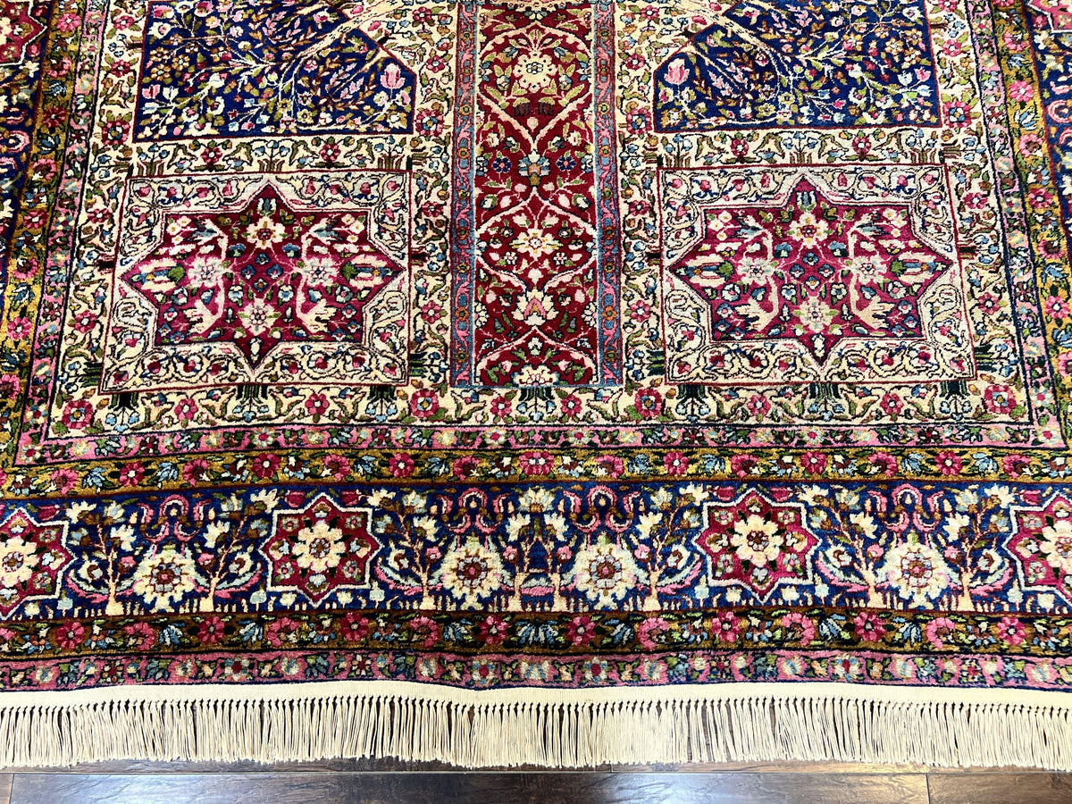 Persian Kirman Lavar Rug 8x9, Antique Persian Carpet, Colorful Multicolor 1920s Handmade Wool Rug, Garden Panel Design, Fine 200 KPSI - Jewel Rugs, view 4