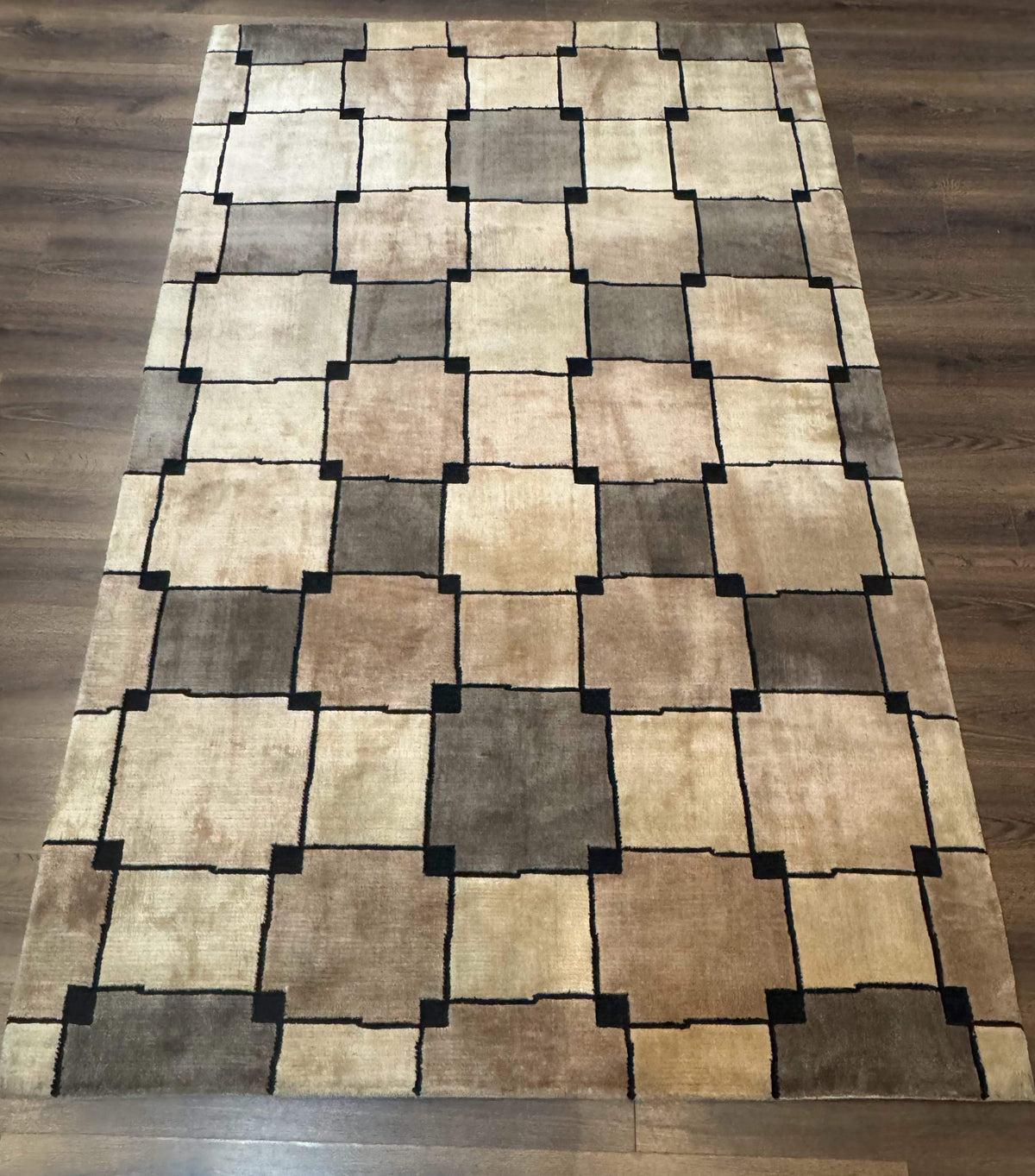 Tibetan Wool Rug 5x8, Contemporary Modern Carpet, Abstract Design, Soft Thick Pile, Pair B - Jewel Rugs, view 2