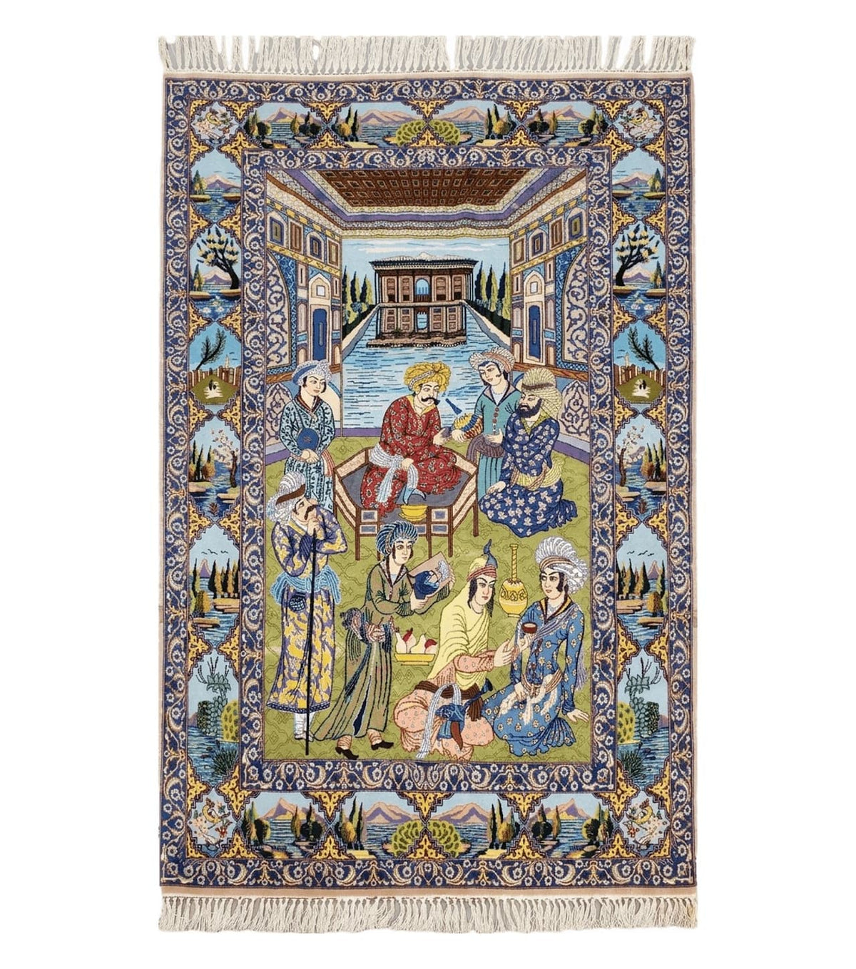 Persian Isfahan Pictorial Rug 3x5 – Kork Wool on Silk - Jewel Rugs
