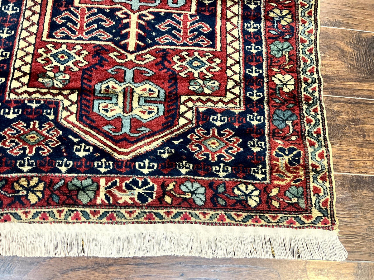 Antique Turkish Sparta Rug 3x4, Geometric Caucasian Pattern, Vintage Handmade Tribal Wool Carpet - Jewel Rugs, view 9