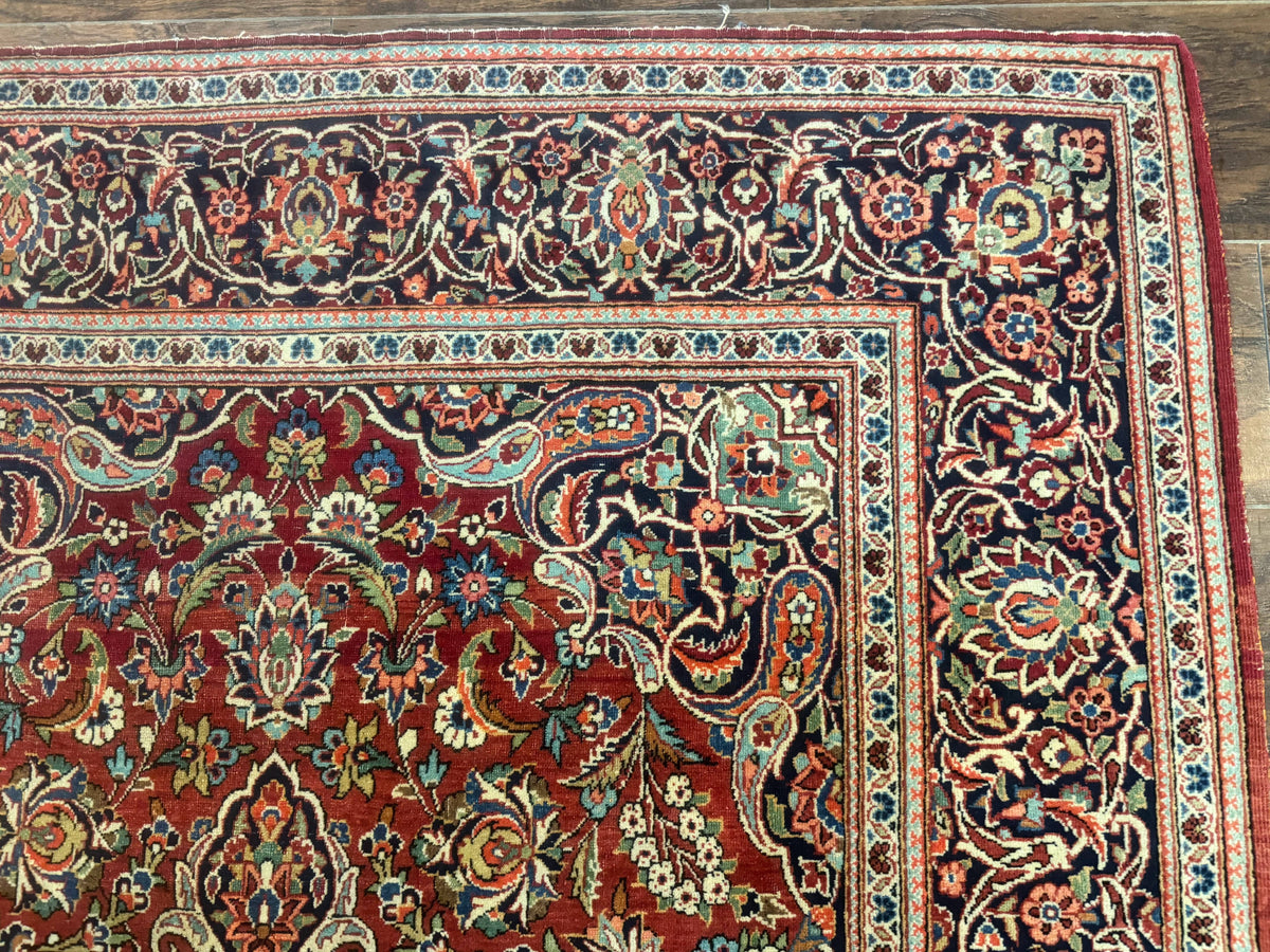 Persian Kashan Rug 4x7, Red, Floral Medallion, Vintage, Wool - Jewel Rugs, view 8