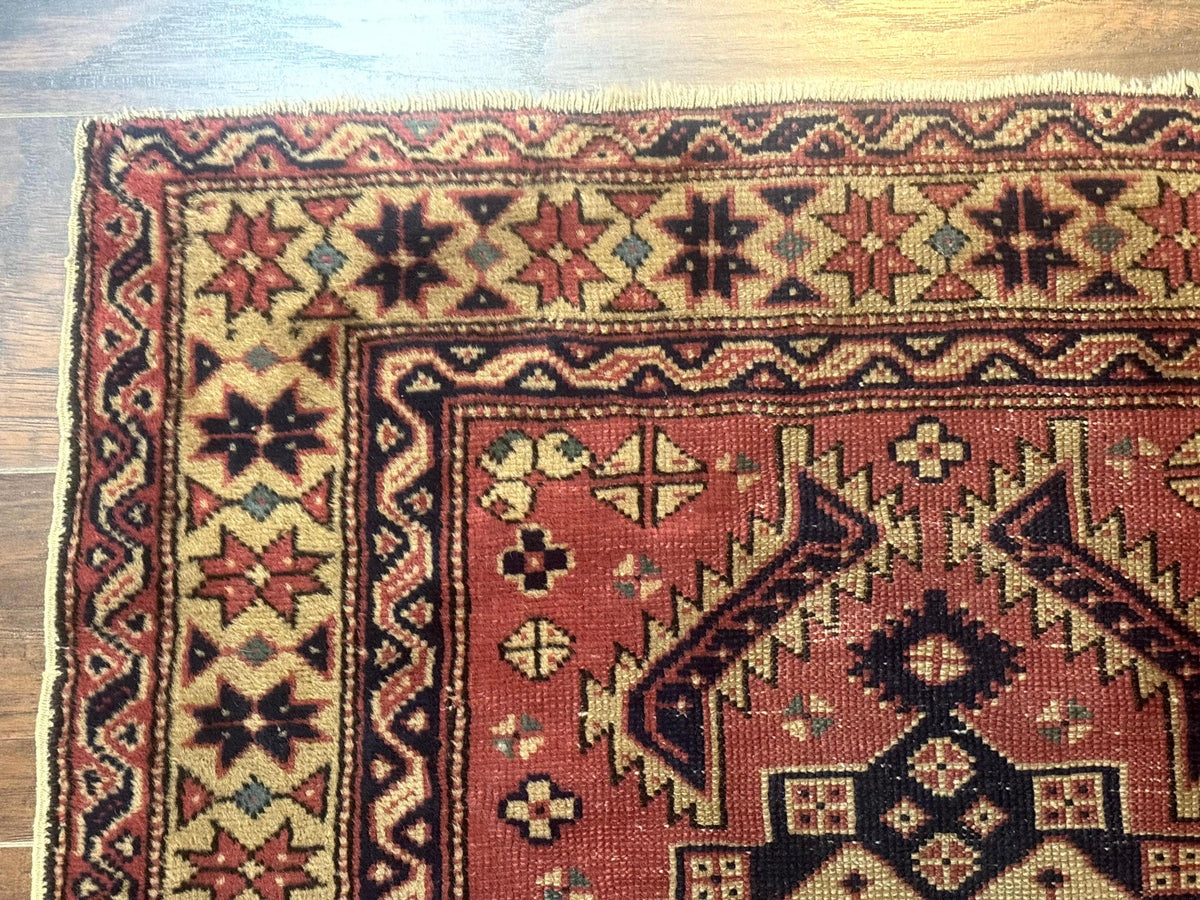 Antique Turkish Sparta Rug 3x6, Geometric Caucasian Kazak Pattern, Handmade - Jewel Rugs, view 7