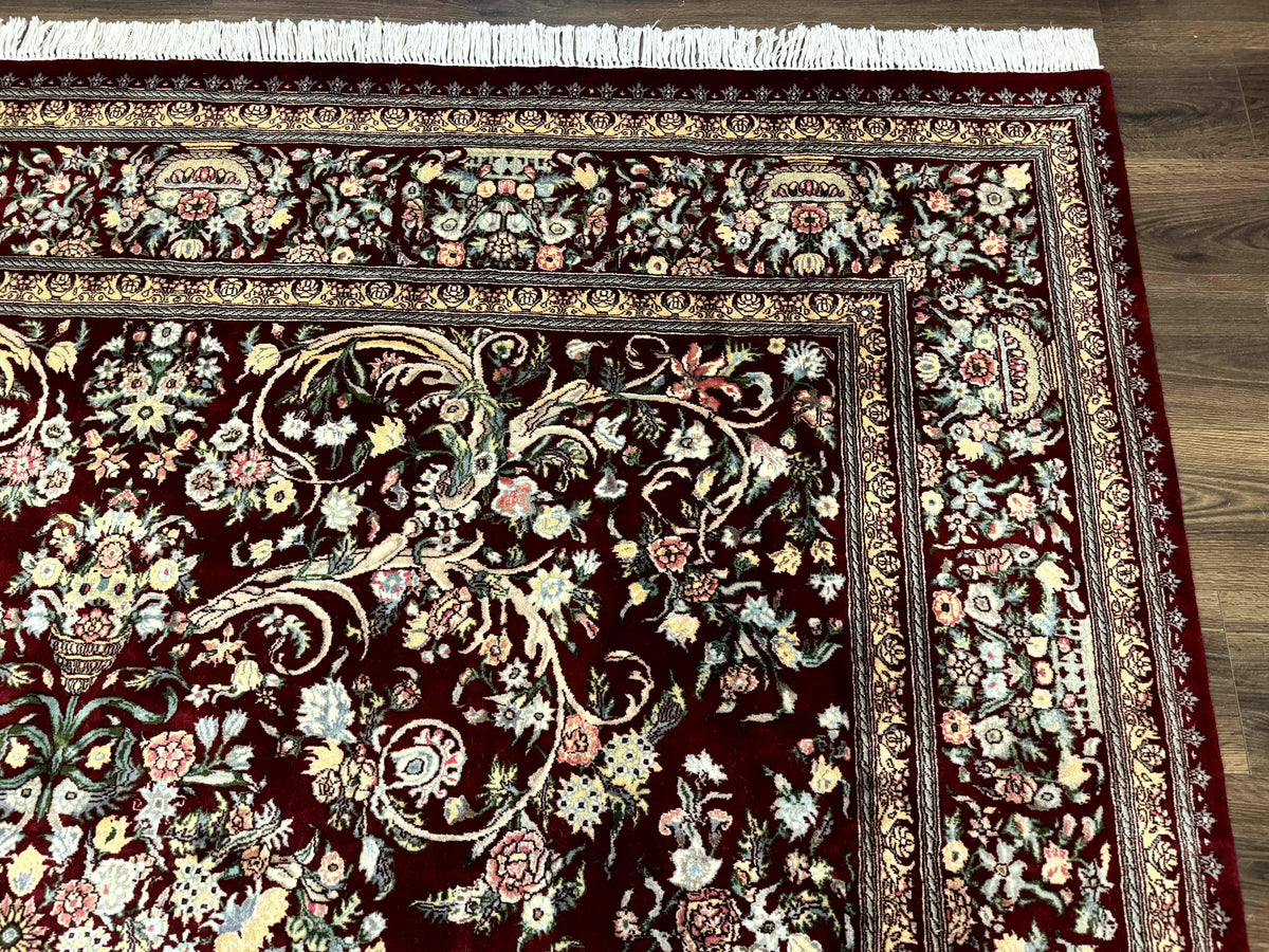 Burgundy Persian Rug 8x10, Pak Persian Floral Carpet, Very Fine 300 KPSI - Jewel Rugs, view 7