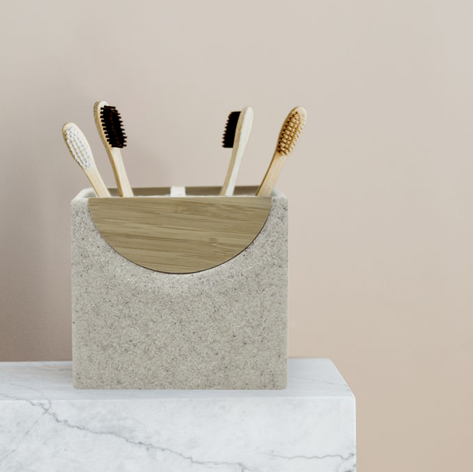Archer Resin and Wood Toothbrush Holder - Source by Studio Skara, view 2
