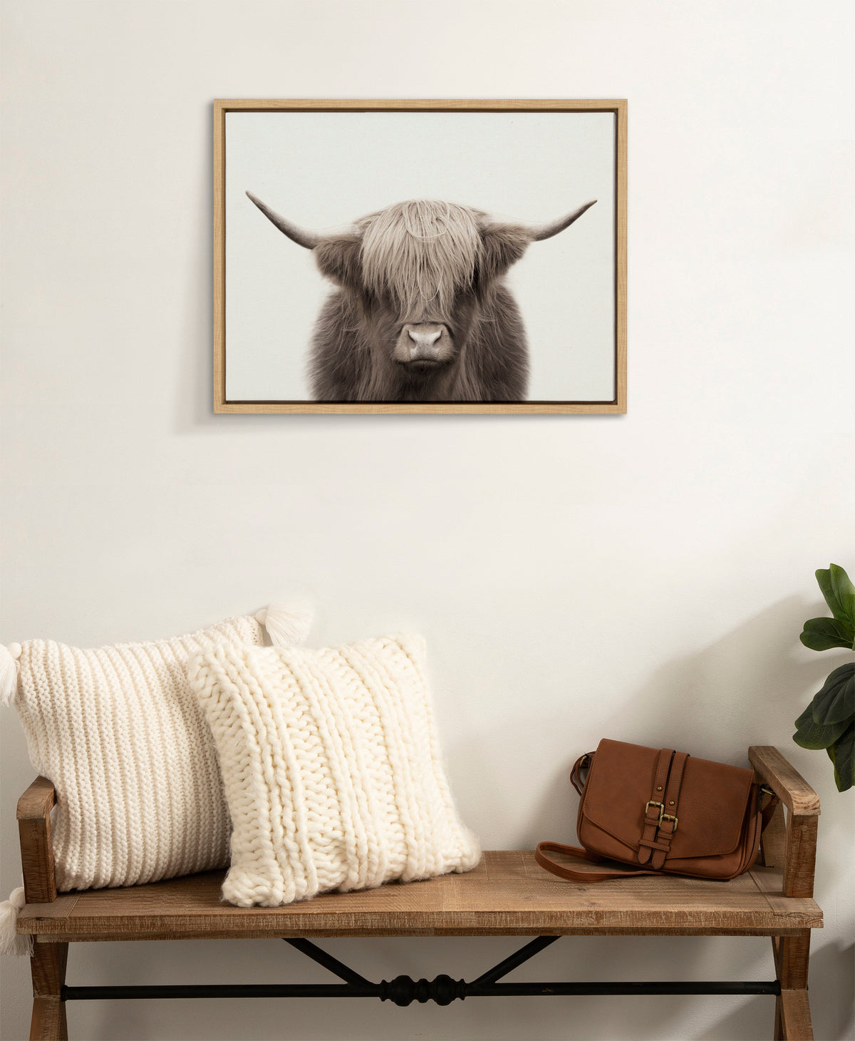 Sylvie Hey Dude Highland Cow Color Framed Canvas by The Creative Bunch Studio