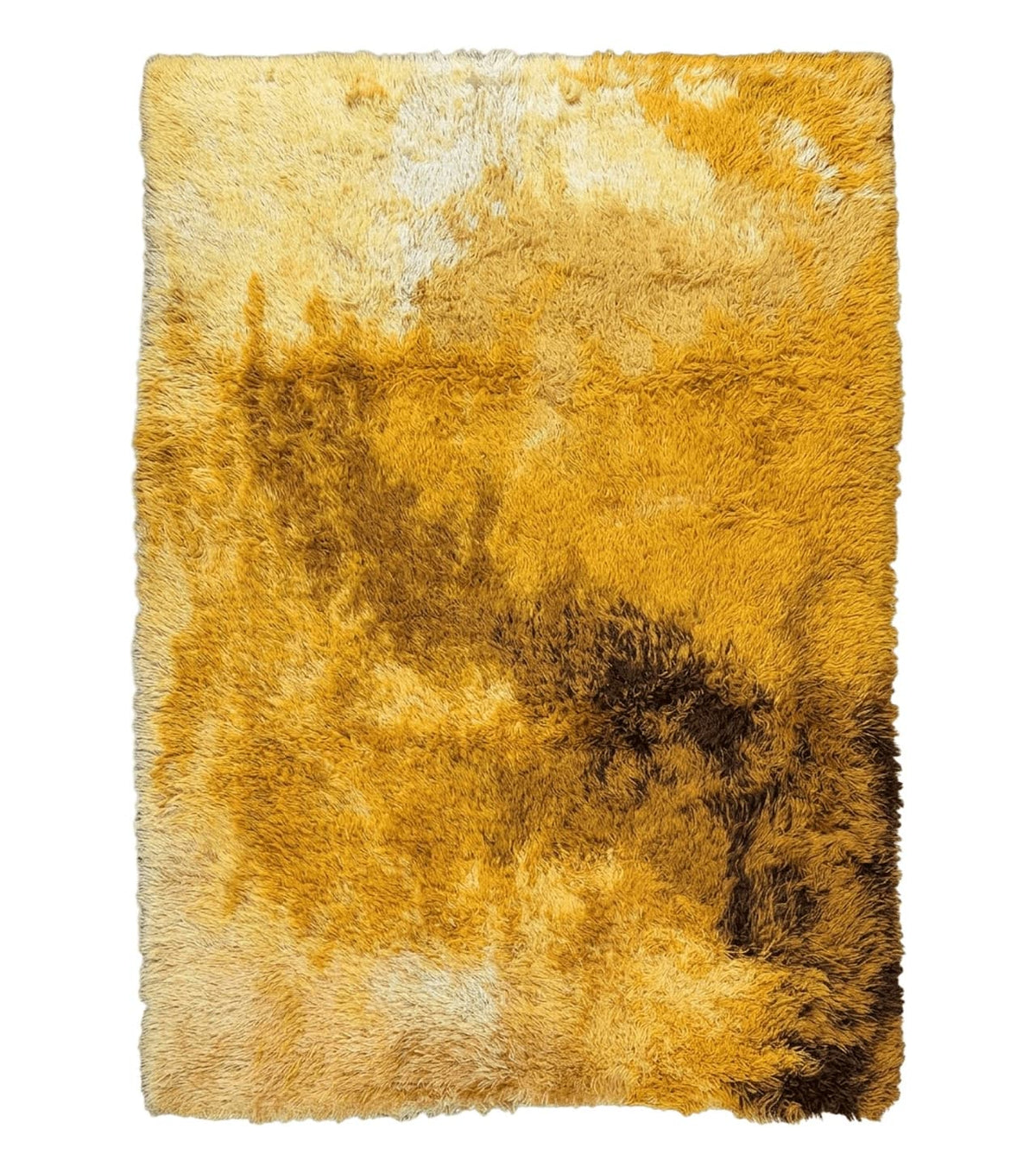 Rya Shag Rug 4.6 x 6, Shades of Yellow, Mid Century Vintage Carpet - Jewel Rugs