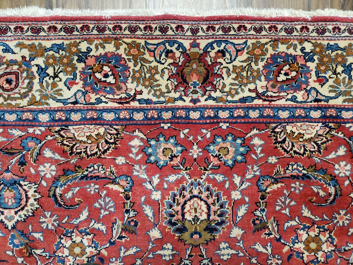 Semi Antique Persian Kashan, Red & Cream, Hand-Knotted, Wool, 4' 8" x 6' 6", Pair A - Jewel Rugs, view 12