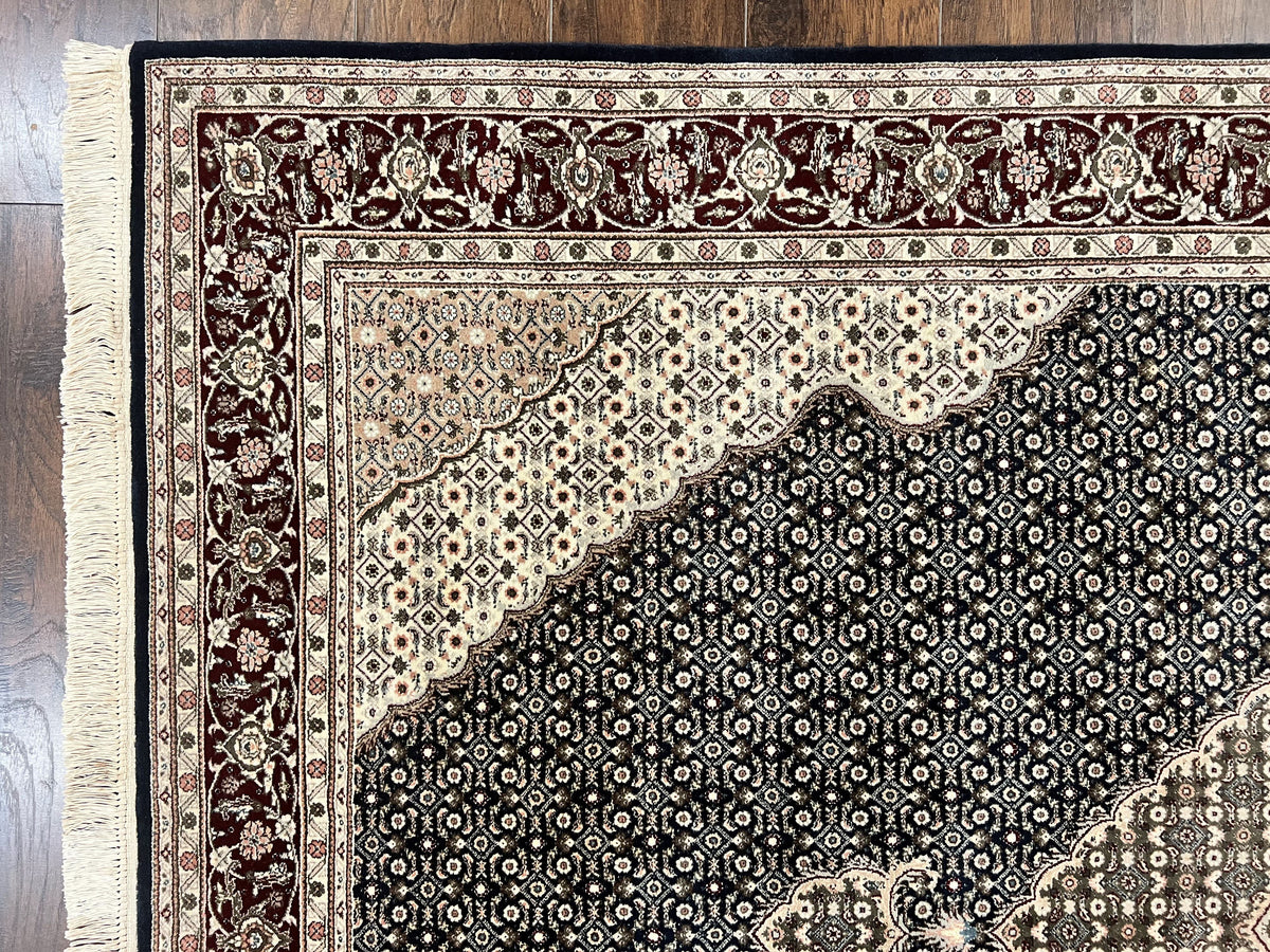 Sino Persian Rug 6x9, Herati Pattern, Vintage Handmade Hand Knotted Wool Oriental Carpet, Fine 6 x 9 Rug, Traditional Rug, Dark Blue Rug - Jewel Rugs, view 6
