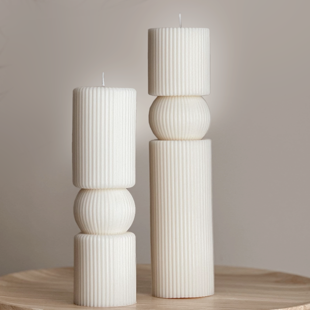Roman Ribbed Pillar Candle - Source by Studio Skara, view 4