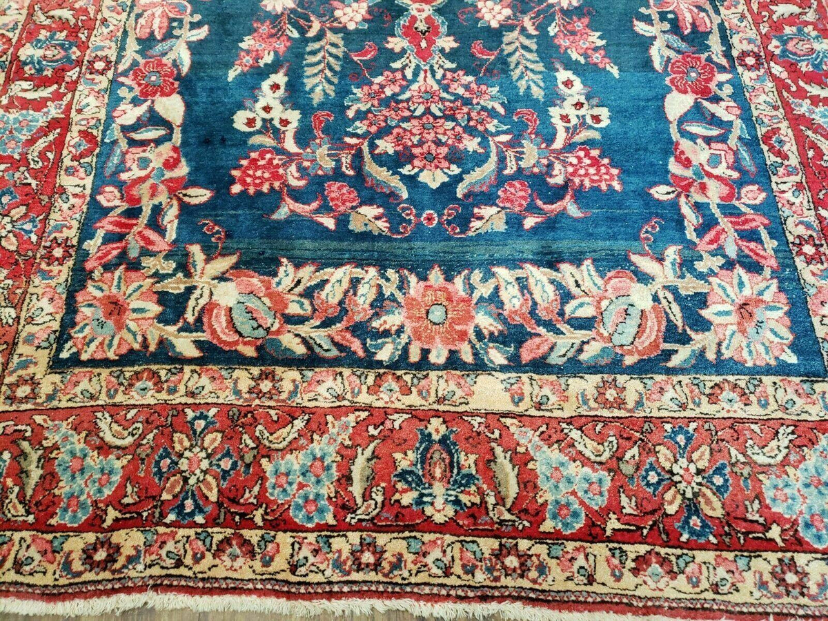 4' X 7' Vintage Handmade Turkish Wool Rug Flowers Birds Tree Of Life Blue Red - Jewel Rugs, view 6