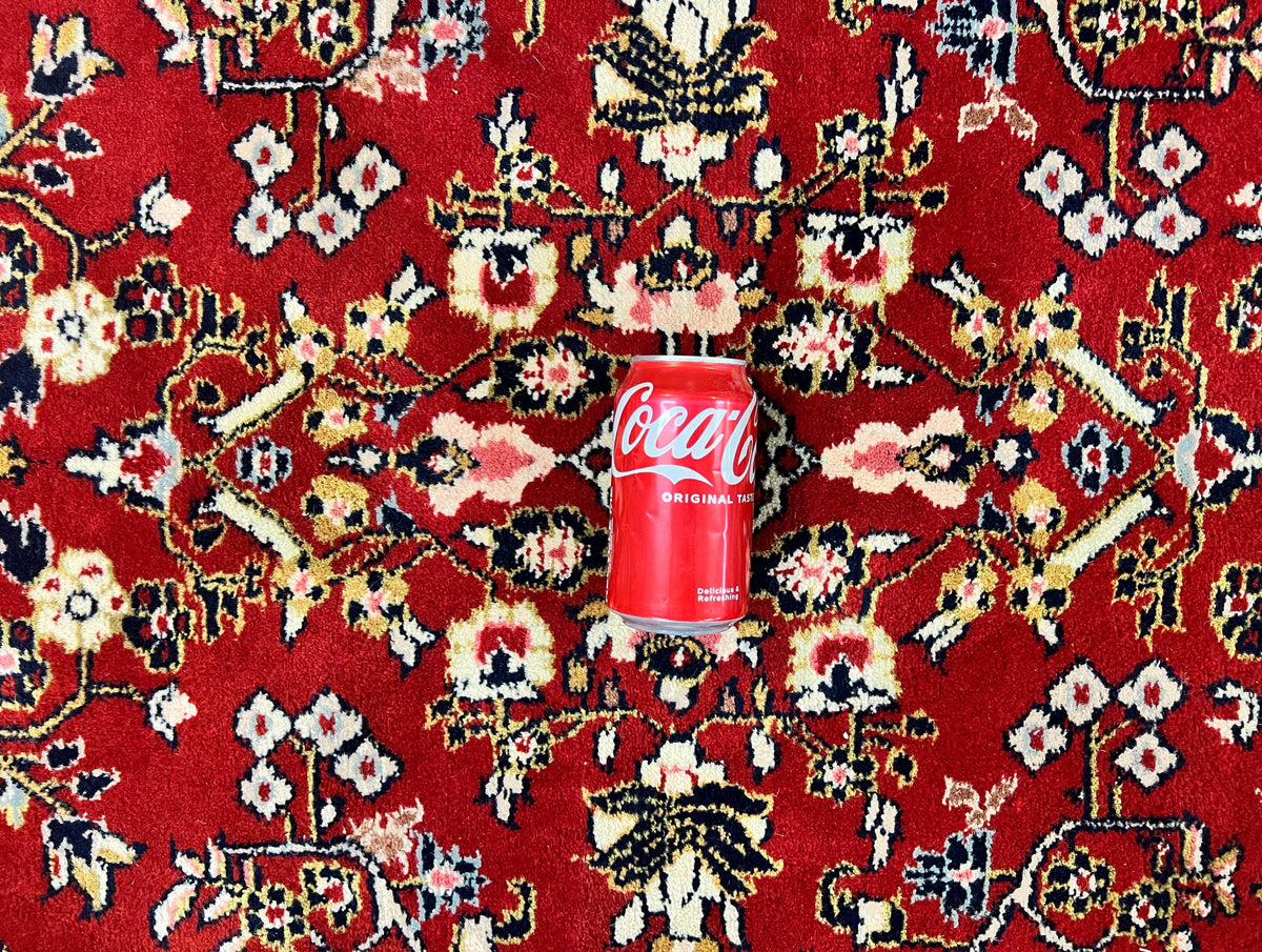 Indo Persian Sarouk Rug 8x10, Red, Floral Allover, Handmade Vintage Wool Carpet, Traditional Rug - Jewel Rugs, view 10