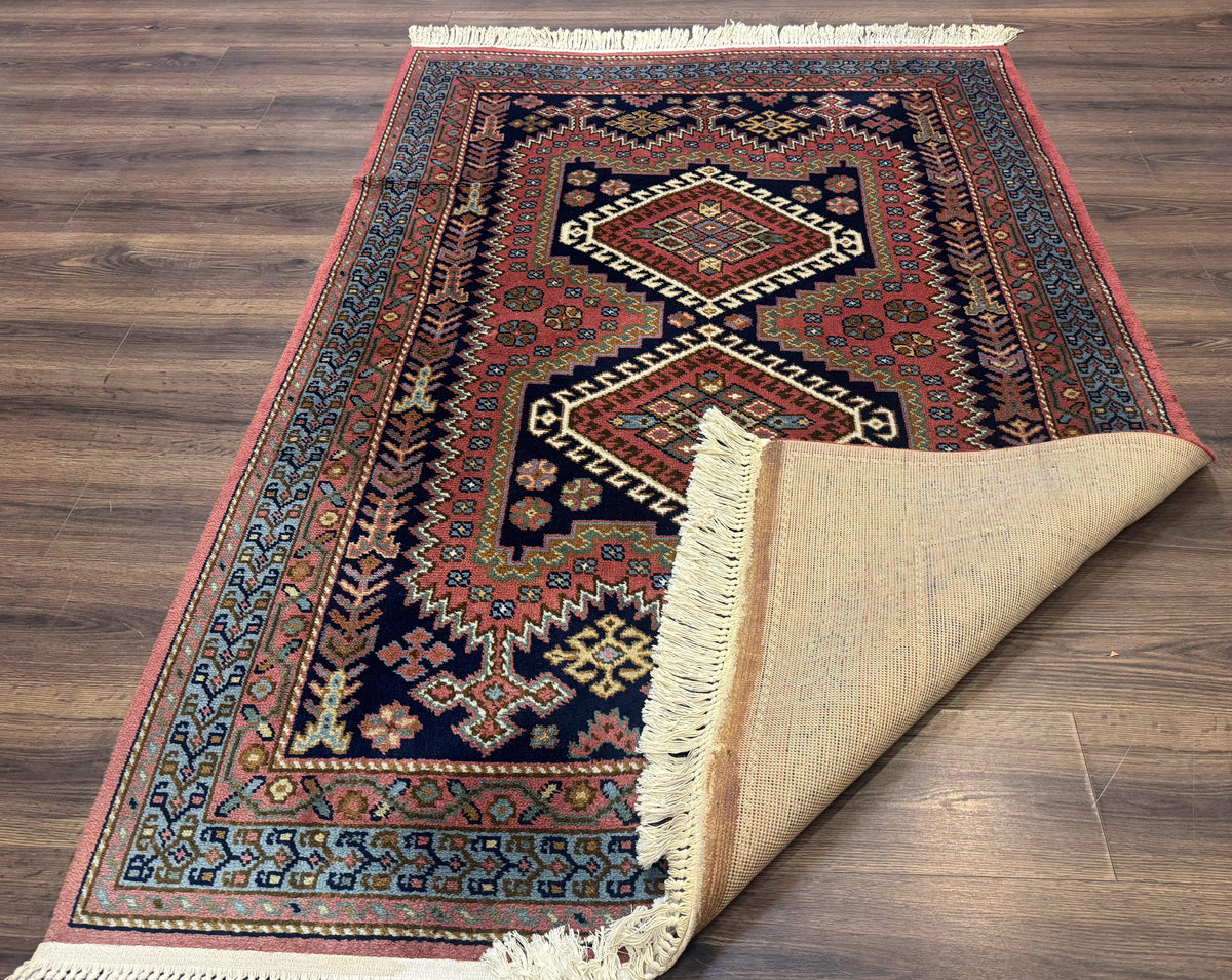 5x7 Persian Tribal Design Rug, Wool, Geometric Medallions, Vintage, Power Loomed - Jewel Rugs, view 12