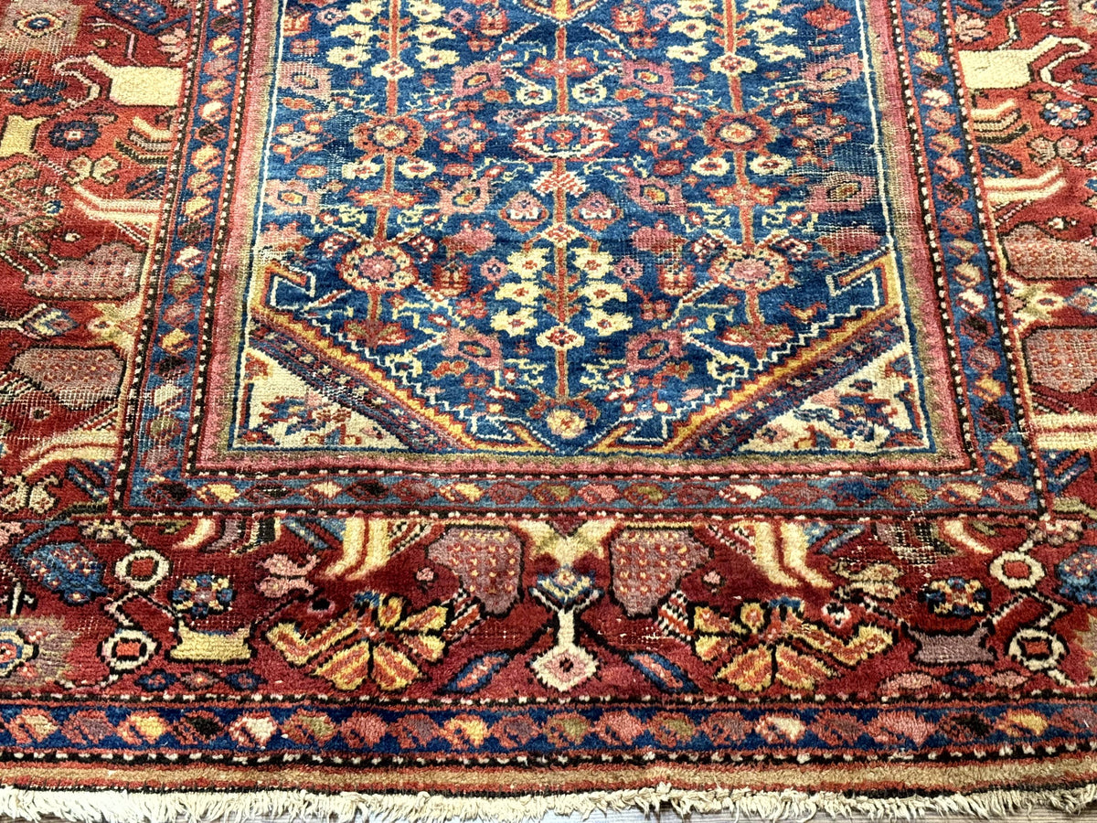 Antique Persian Rug 4x7, Blue and Red Malayer Carpet, Rare - Jewel Rugs, view 6