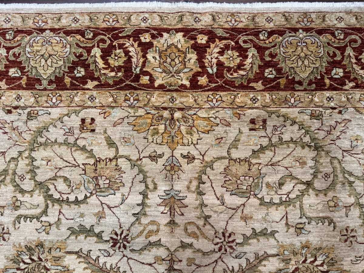 Pakistani Rug 9x12, Floral Allover Peshawar Carpet, Chobi, Beige and Rust Red, Traditional - Jewel Rugs, view 4