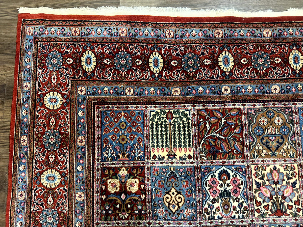 Wonderful Persian Qum Rug 10x13, Panel Design, Fine 260 KPSI, Signed, Red Multicolor - Jewel Rugs, view 6