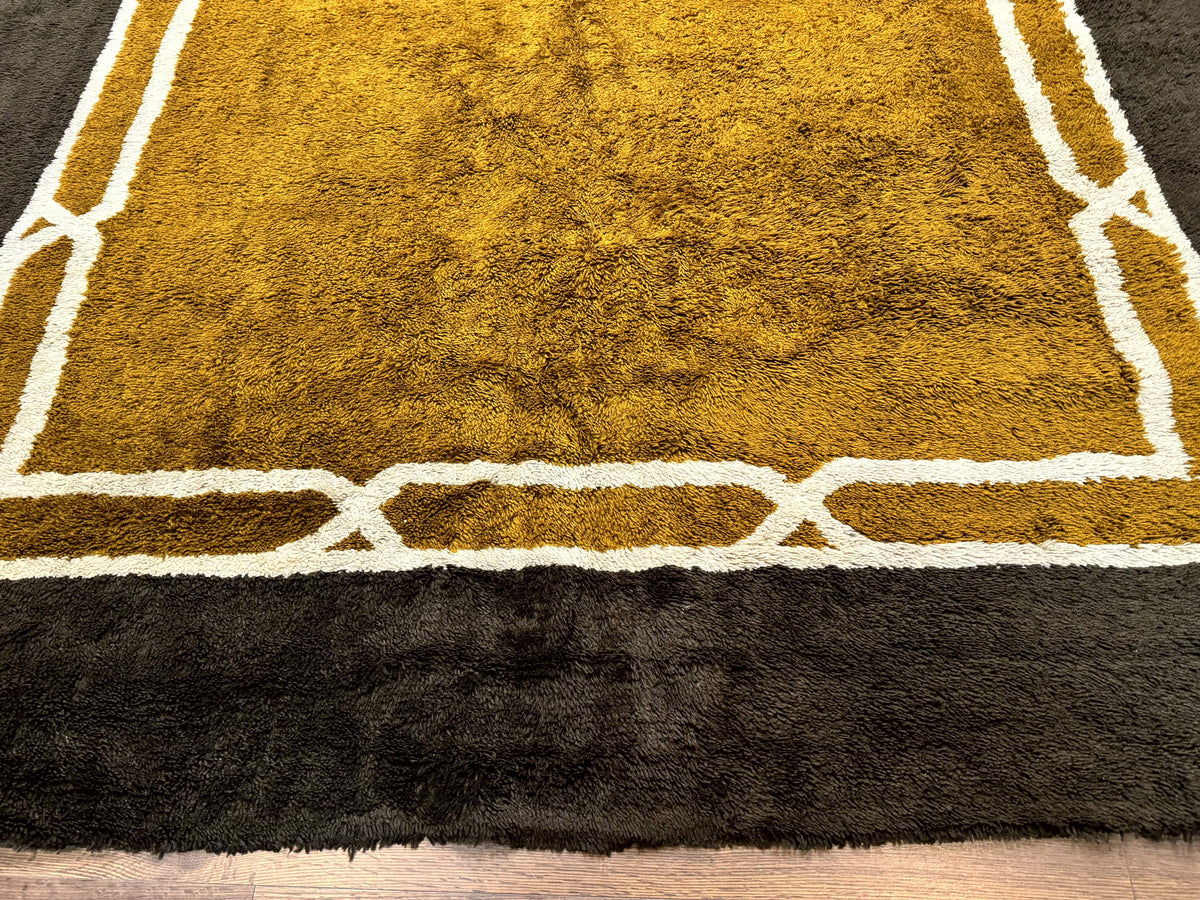 Mid Century Shag Rug 8x11, Large Vintage Shag Rug, Open Field, European Shag Rug - Jewel Rugs, view 6